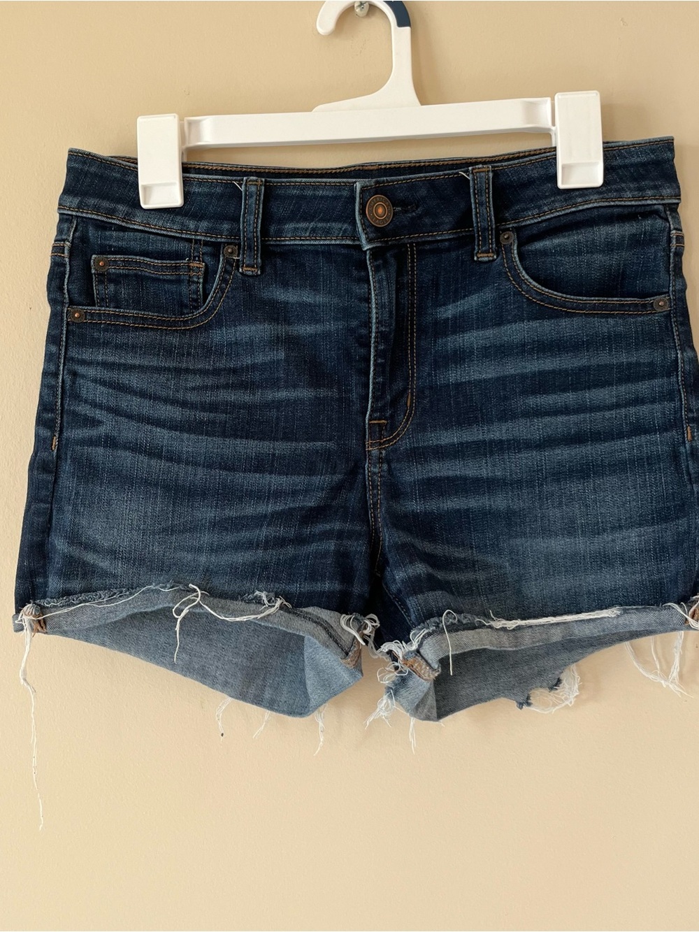 American Eagle Hi-Rise Shortie Women's Denim Shorts - Dark Blue Size 10